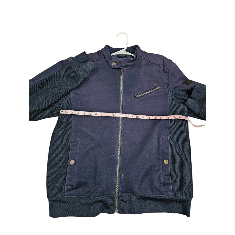 Mavi Mens XL Moto Jacket Navy Zip Minimalist Modern Streetwear Layering Y2K - Picture 7 of 8